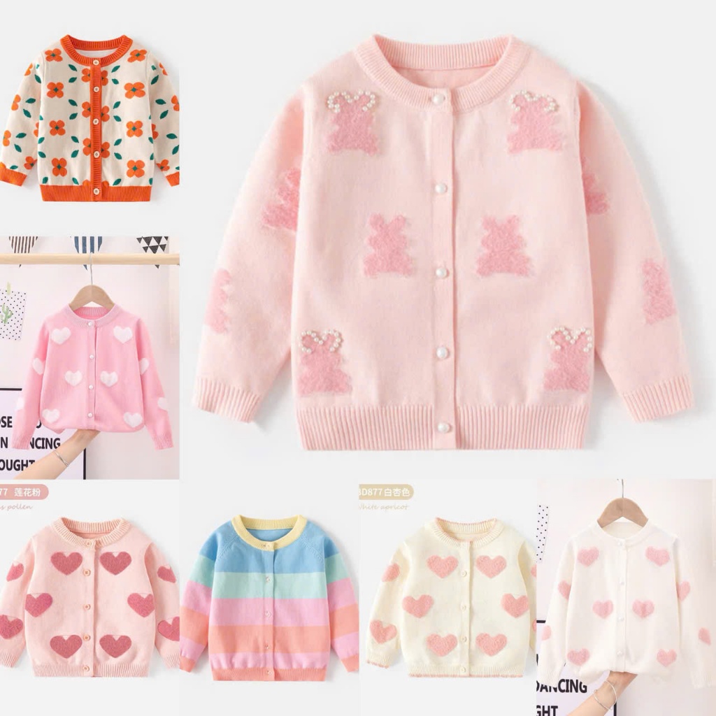   Hàng cao cấp 0-8 tuổi  Áo cardigan cho bé gái áo khoác len lông thỏ dày dặn phong cách Hàn Quốc cực xinh 