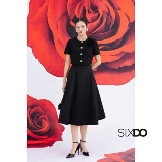 Chân váy đen xoè taffeta SIXDO  Black Taffeta Flared Skirt  
