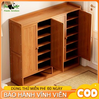 Tủ giày dép 3/4 cửa Tủ giày thông minh kệ để giày gỗ tre Tủ Đựng Giày kệ dép kệ giày đa năng