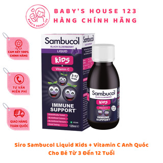 Siro sambucol liquid for kids + vitamin c anh quốc tăng đề kháng cho bé từ 3 tuổi - chai 120ml