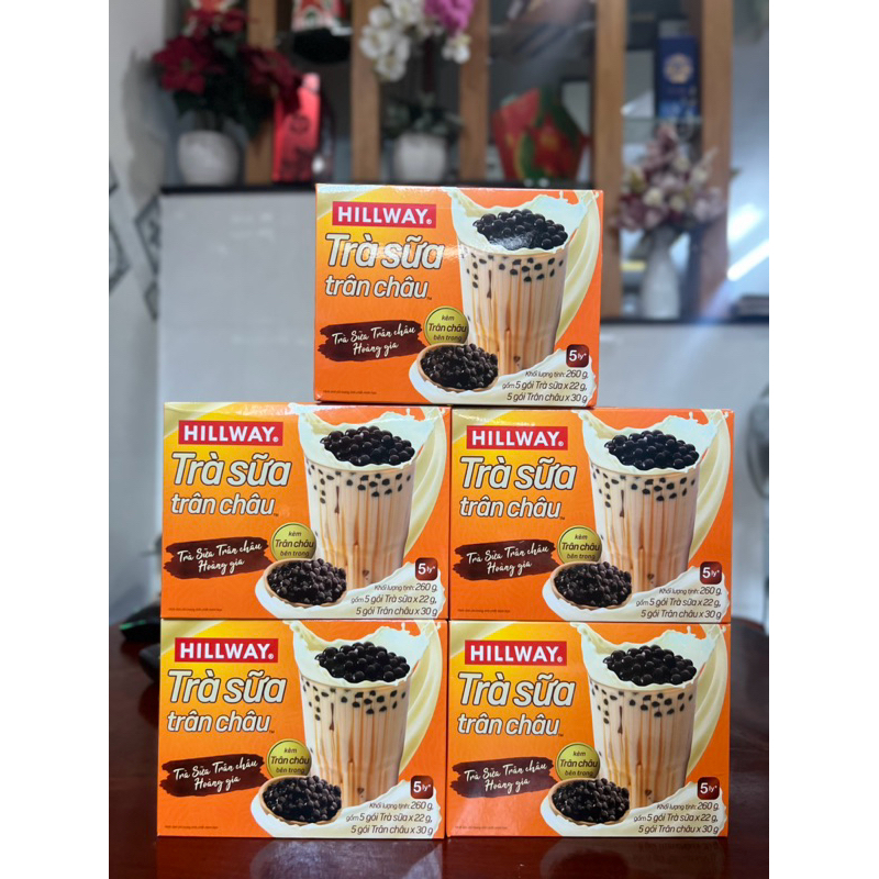 combo 5 hộp trà sữa trân châu Hillway hộp 5ly( TC25ly)