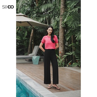 Quần công sở nữ ống suông SIXDO (Black Woven Loose Pants)