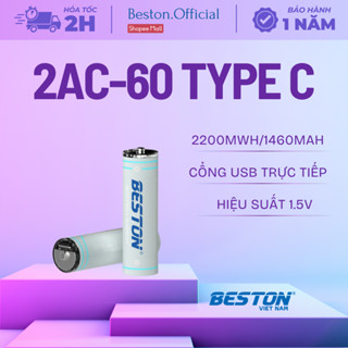 Vỉ 4 pin sạc USB 1.5V TypeC AA 2200mWh/1460mAh - (BẢO HÀNH 1 NĂM) - BESTON
