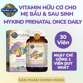   DATE 2027  CHÍNH HÃNG-BAY AIR Mykind Vitamin Hữu Cơ Cho Mẹ Bầu và Sau Sinh Garden of Life Prenatal Once Daily lọ 30v 