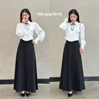  Chân váy dài chữ A dáng suông công sở dài 90cm cạp cao tôn dáng che bụng- Mã 403 