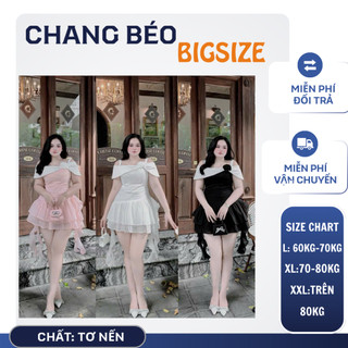 🌈CHANG BÉO BIGSIZE_60-95KG_ĐẦM TRỄ VAI PHỐI ĐÍNH HOA🌈