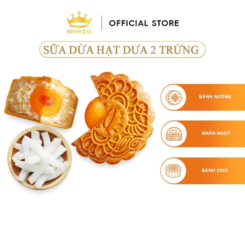 [HỎA TỐC] Bánh Trung Thu Kinh Đô - Bánh Nướng Nhân Ngọt 2 Trứng 210G (Khoai Môn Hạt Sen/Sữa Dừa Hạt Dưa/Đậu Xanh Lá Dứa)