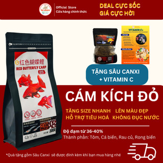  Cám thức ăn kích đỏ cá chép phi tần chép sư tử | Đạm 36% | Tăng size,tăng sắc tố đỏ | Ko đục nước 