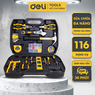 Bộ Dụng Cụ Sửa Chữa Đa Năng 116 Chi Tiết Deli Cao Cấp Chính Hãng - Sử Dụng Nhiều Mục Đích, An Toàn, TIện Lợi