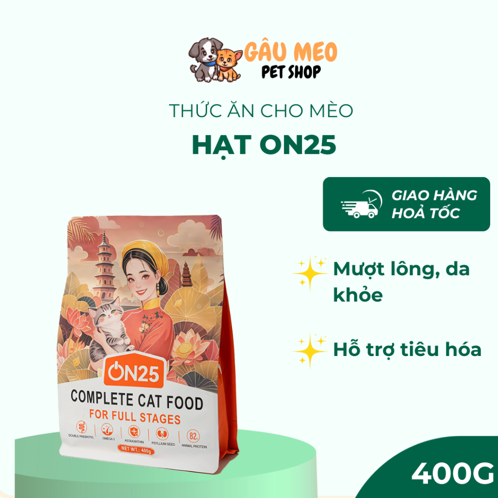 Hạt On25 Cat SEAL 400G hạt cho mèo, mèo con, mèo trưởng thành Cats On, Caton