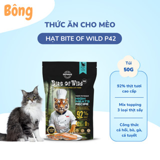 Hạt Cho Mèo Bite Of Wild Cao Cấp P42 Gói Dùng Thử 50G Chứa 92% Hàm Lượng Thịt Mix Kèm Viên Sấy Khô