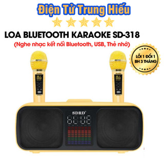  Loa karaoke mini di động SD-306 plus   SD-318 loa hát âm lớn hát karaoke hay Tặng Kèm 2 Mic Không Dây 