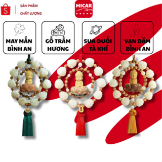 Khánh Treo Xe Ô Tô MICAR – Vòng Gỗ Trầm Hương 10 Bông Liên Hoa Phật Thích Ca, Trang Trí & Decor Xe Hơi