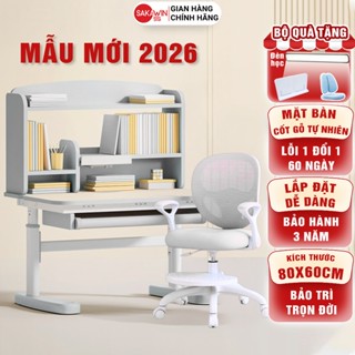 (Mẫu Mới 2026) Bàn học cho bé Sakawin BV08 Giá sách lớn Chống gù chống cận cho bé từ 3 đến 15 tuổi