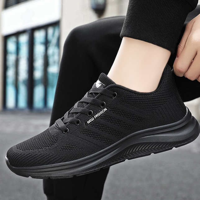 Giày sneaker nam full đenS04- Giày thể thao nam chạy bộ, tập thể dục thể thao