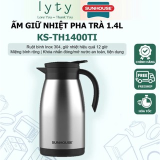 Ấm giữ nhiệt pha trà 1.4L INOX 304 SUNHOUSE KS-TH1400TI