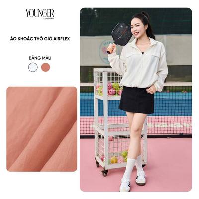 Áo khoác thô gió nữ Younger By Cardina dáng suông có mũ tay chun rút gấu 5YGNF04