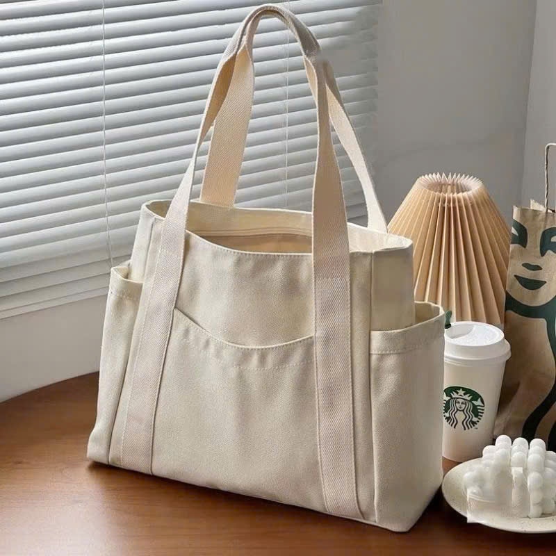 Túi tote túi vải canvas có ngăn phụ túi đeo vai đi học đi chơi thời trang Hàn Quốc đựng vừa khổ A4 cho học sinh-03 | BigBuy360 - bigbuy360.vn