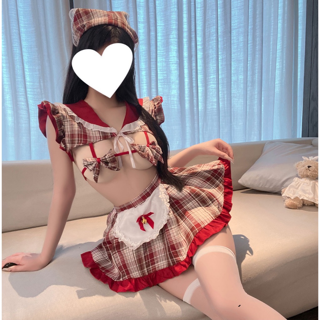 Đồ cosplay sexy hầu gái nơ chuông đáng yêu gợi cảm đồng phục học sinh sọc caro siêu dễ thương quyến rũ BIKI HOUSE N869 | BigBuy360 - bigbuy360.vn