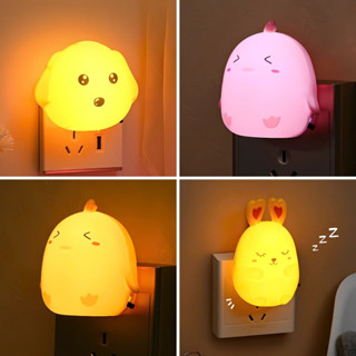 Đèn Ngủ Cute Có Công Tắc Đóng Mở Tiết Kiệm Điện, Bóng Ngủ LED Mini Hình Gà Chip, Hình Thỏ Trang Trí