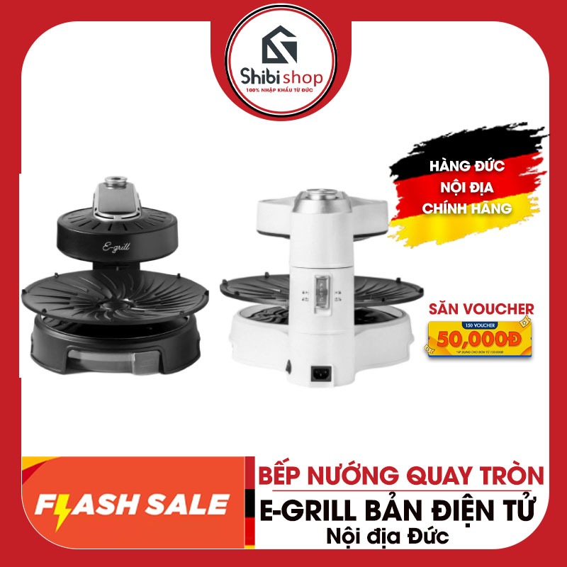 Bếp nướng điện quay tròn không mùi, không khói E-GRILL, bản điều khiển điện tử, nội địa Đức