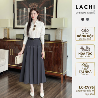  Chân váy xếp ly công sở LACHI dáng dài cạp cao chiết eo tôn dáng che khuyết điểm có bigsize LC-CV76 