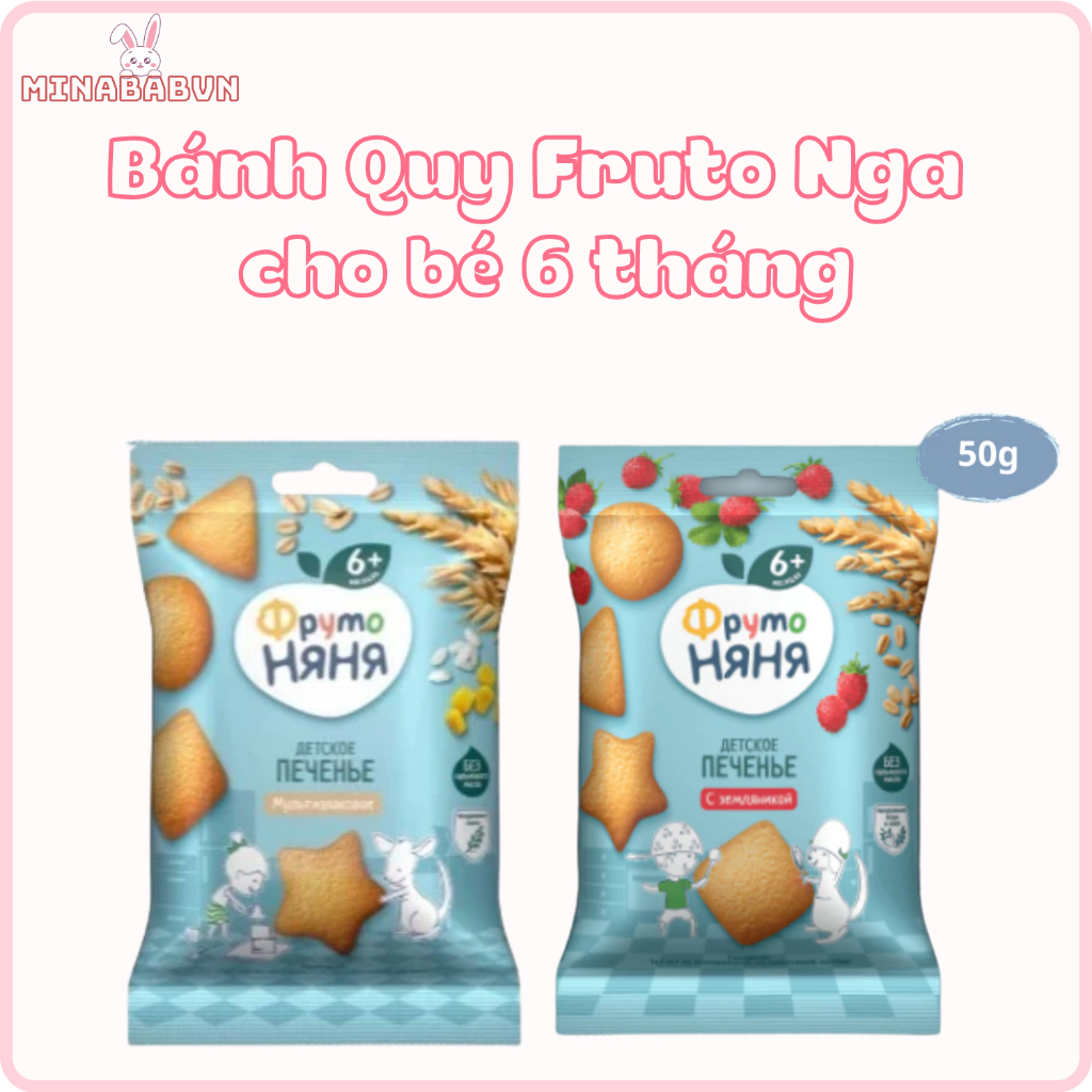 Bánh Quy Fruto Nga Ăn Dặm Cho Bé 6 Tháng, Bánh Quy Dạng Túi 50 -  120g Giúp Bé Tập Nhai Hiệu Quả