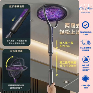 Vợt muỗi thông minh xoay 90 độ, lưới điện bảo vệ 6 lớp an toàn, kiêm đèn thu hút muỗi - Tổng Kho Chu Thắm