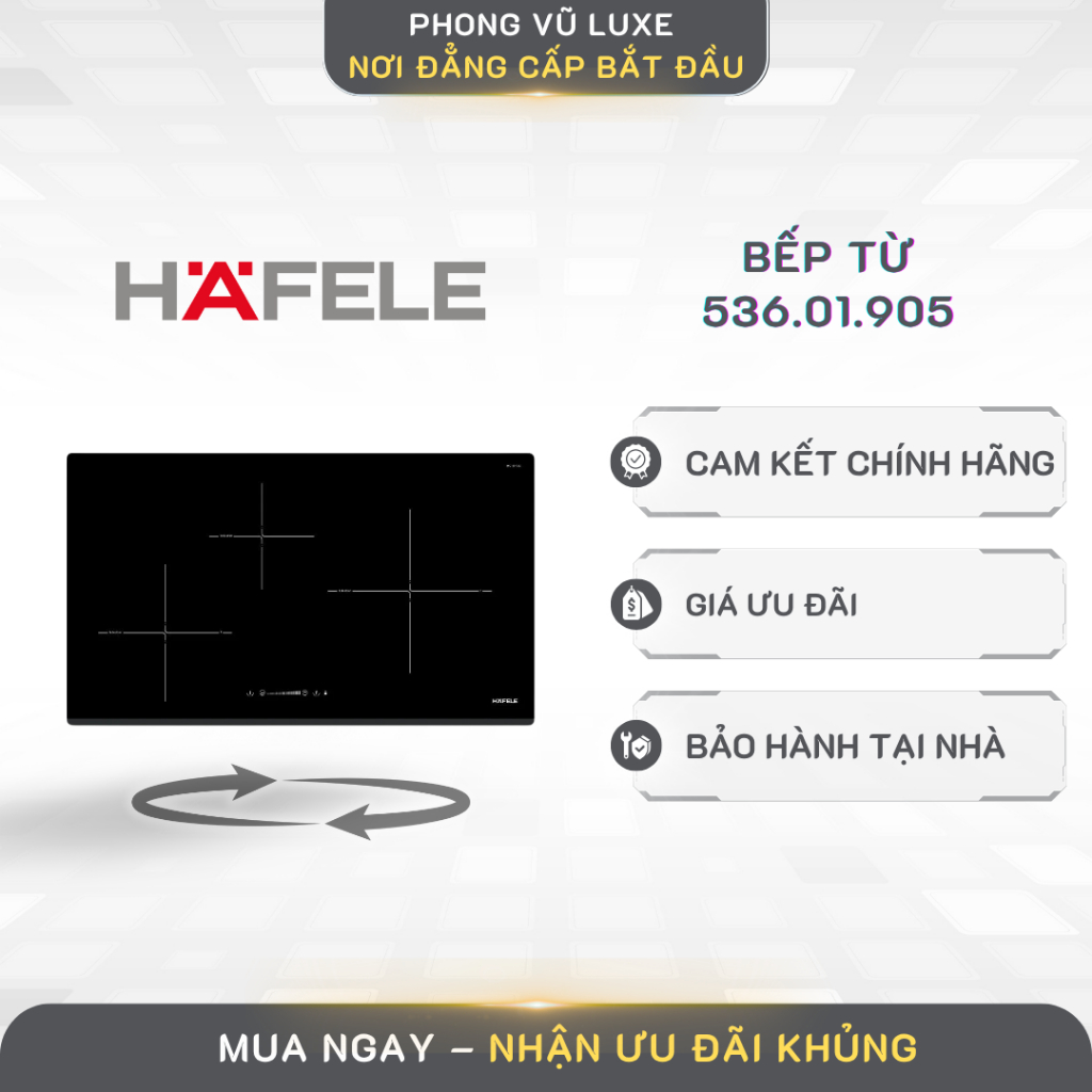 Bếp từ Hafele 3 vùng nấu HC-I773D 536.01.905 bảo hành 3 năm