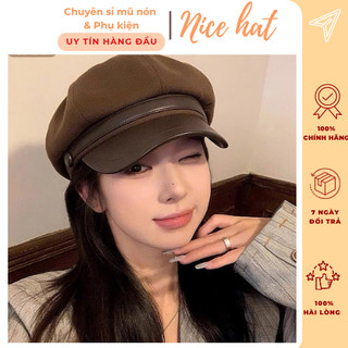  Mũ Nón Nồi nữ trơn viền da phong cách Retro Nhật Bản thời trang trẻ trung - MN02 