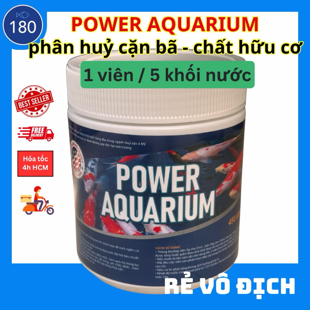 Vi Sinh Hiếu Khí Power Aquarium Xử Lý Nước Hồ Cá - Giúp Nước Sạch, Khử Mùi Hôi, Tăng Cường Sức Khỏe 