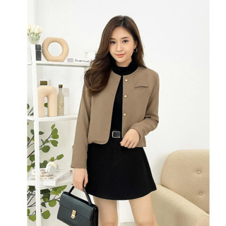  Áo blazer nữ,áo vest nữ trơn dài tay khuy đồng cổ tròn cơi trước nhiều màu công sở thời trang cá tính 