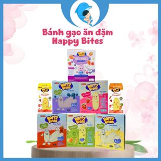 Bánh gạo ăn dặm Happy Bites Vị Dâu,Chuối,Táo,Việt Quất,Rau Củ cho bé 6m+, Hộp 21/42/50gram MECAHEO