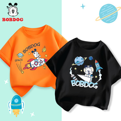 Áo thun cho bé BOBDOG chất liệu cotton mềm mịn thoáng mát in hình phi hành gia dễ thương cho bé