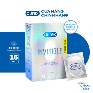 [Livestream] Bao Cao Su Durex Invisible Siêu Mỏng, Size 52 mm, Hộp 16 Bao Mới Ra Mắt - Hộp Lớn Siêu Tiết Kiệm