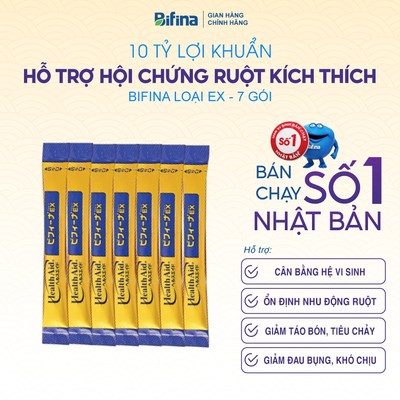 Men vi sinh Bifina EX Nhật Bản – Hỗ trợ giảm ruột kích thích, chướng bụng, đầy hơi, rối loạn tiêu hoá  – Lẻ 7 gói