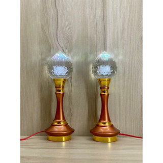 Cặp đèn thờ quả cầu pha lê, trái đào pha lê cao cấp