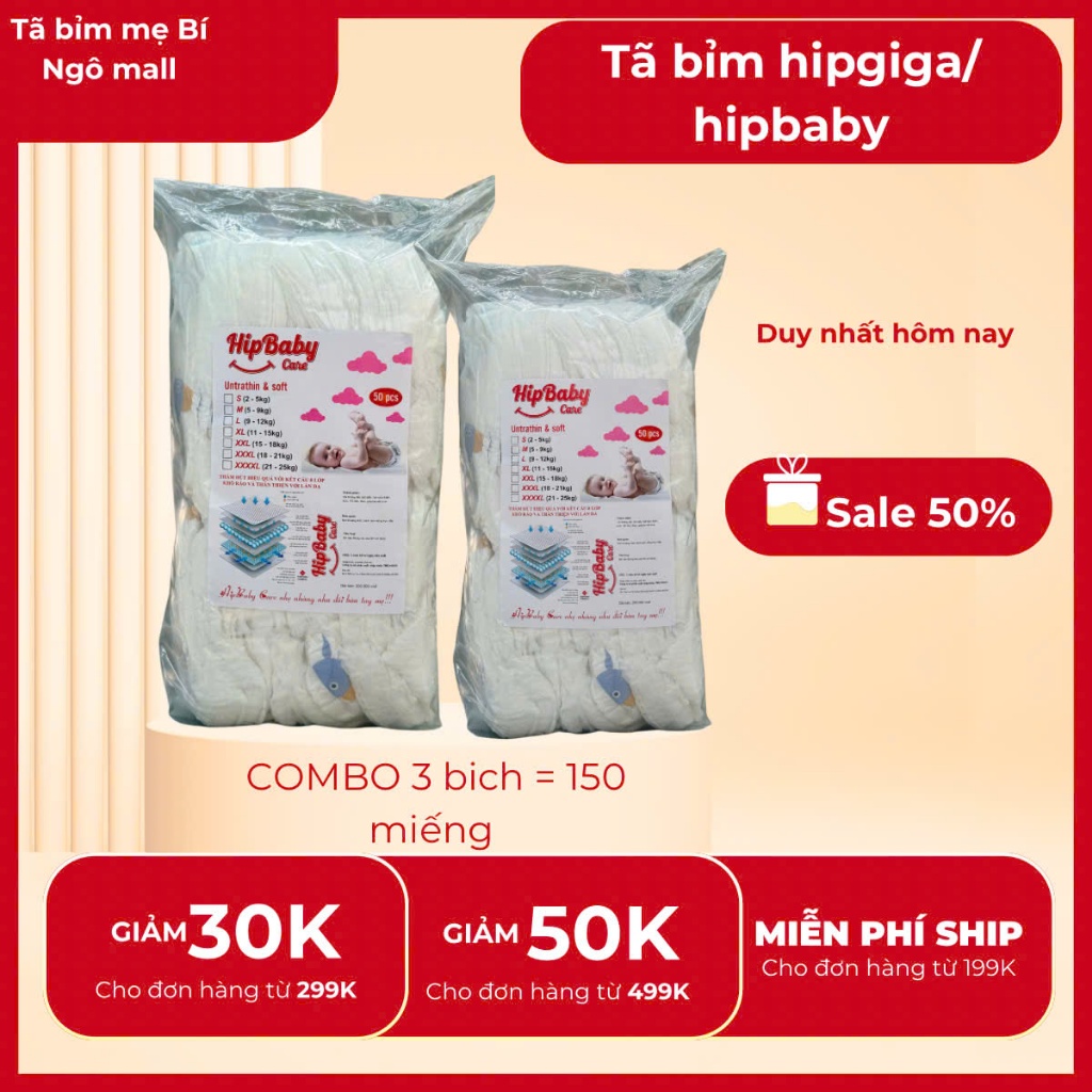 Tã bỉm quần/dán trẻ em hipbaby care/ babydiaper /hipgig100 miếng đủ size S M L Xl XXL