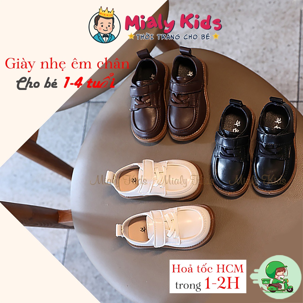 Giày da mềm bé trai form nhỏ chống trơn siêu êm 1 tuổi- 4 tuổi Giày trẻ em thời trang đi học đi tiệc