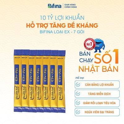 Men vi sinh Bifina Nhật Bản- Hỗ trợ tăng sức đề kháng, tiêu hóa khỏe mạnh - Lẻ EX 7 gói (không hộp)