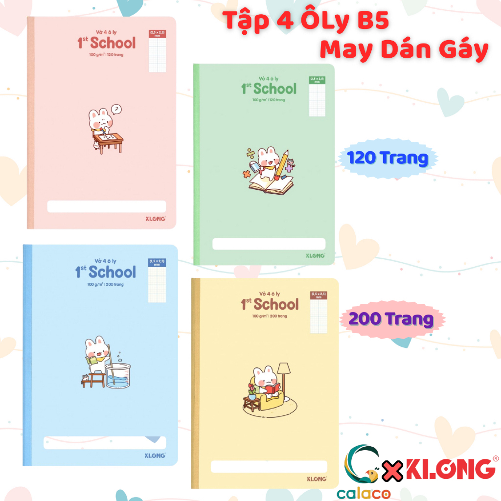 Tập May Dán Gáy 4 ÔLy B5 KLONG 1st School - ĐL100gsm