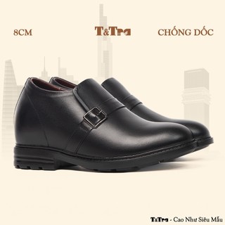    8CM   Giày Nam Đế Cao T&Tra T80 Đen - Ít Dốc 