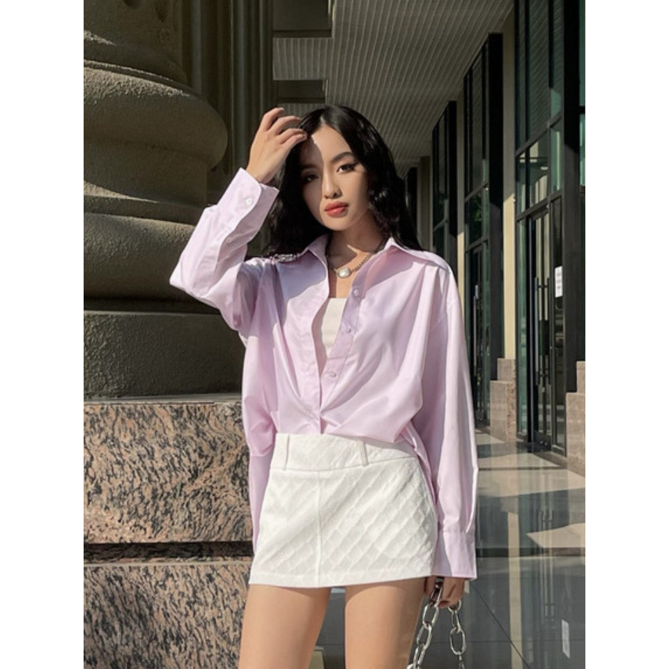 Áo sơ mi oversize Mia Shirt SMI011 thiết kế đuôi tôm, chất liệu mềm mịn - Uni by heart