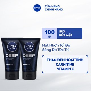 Bộ 2 Sữa Rửa Mặt NIVEA MEN Deep Giảm Mụn | Sáng Da Than Đen Hoạt Tính (100 g) - 84415
