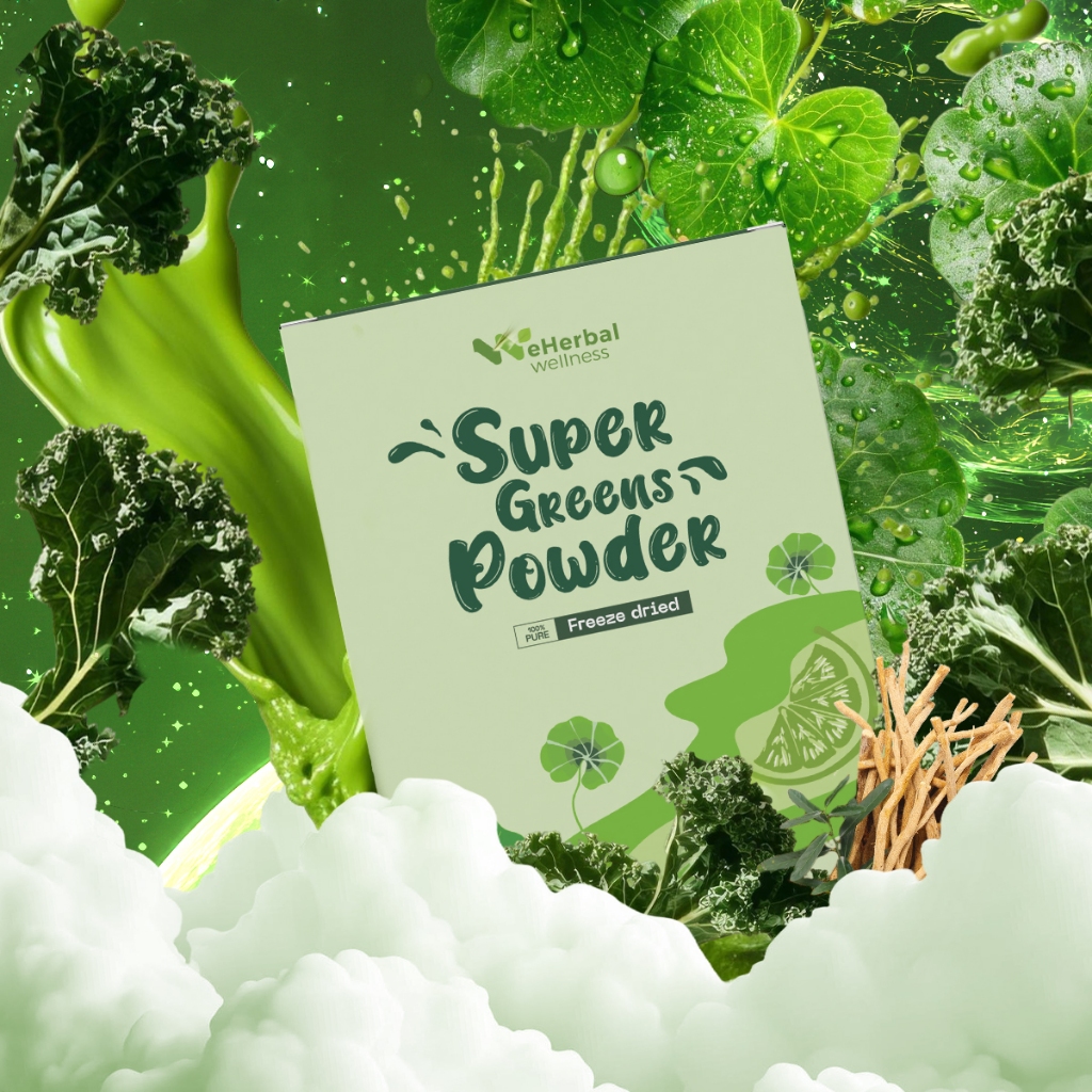 [MUA 1 TẶNG 1] Bột Nước Ép Rau Củ Tươi Tổng Hợp Nguyên Chất 5in1 Eherbal Wellness (Hộp 60g | 15 gói 