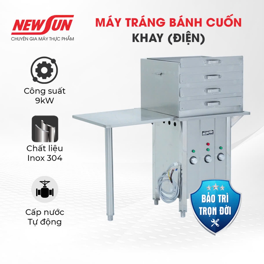 Máy tráng bánh cuốn khay (điện) NEWSUN - Gía bán chưa bao gồm phí Newsun vận chuyển