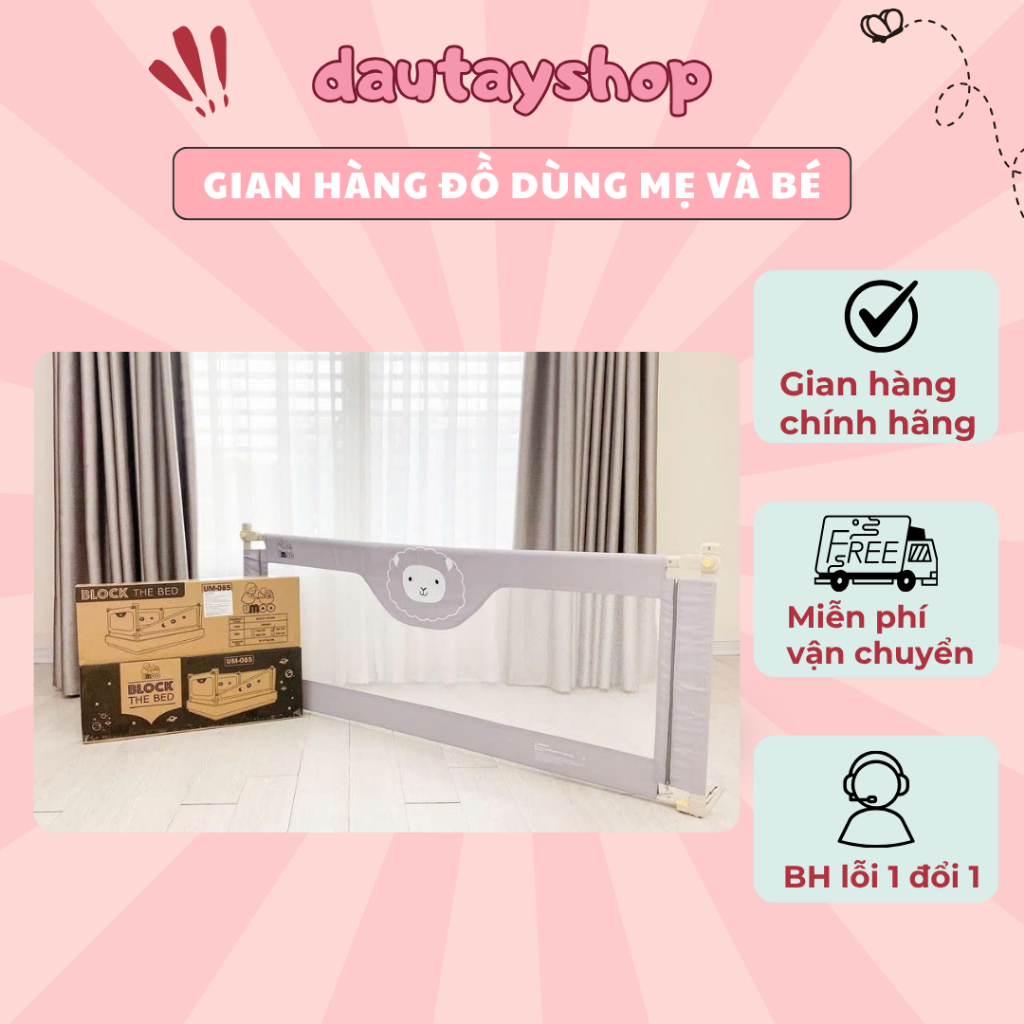 (Tặng miếng dán) Thanh Chắn Giường Umoo - Bản Nâng Cấp Mẫu Mới UM 088 - Cao 73cm