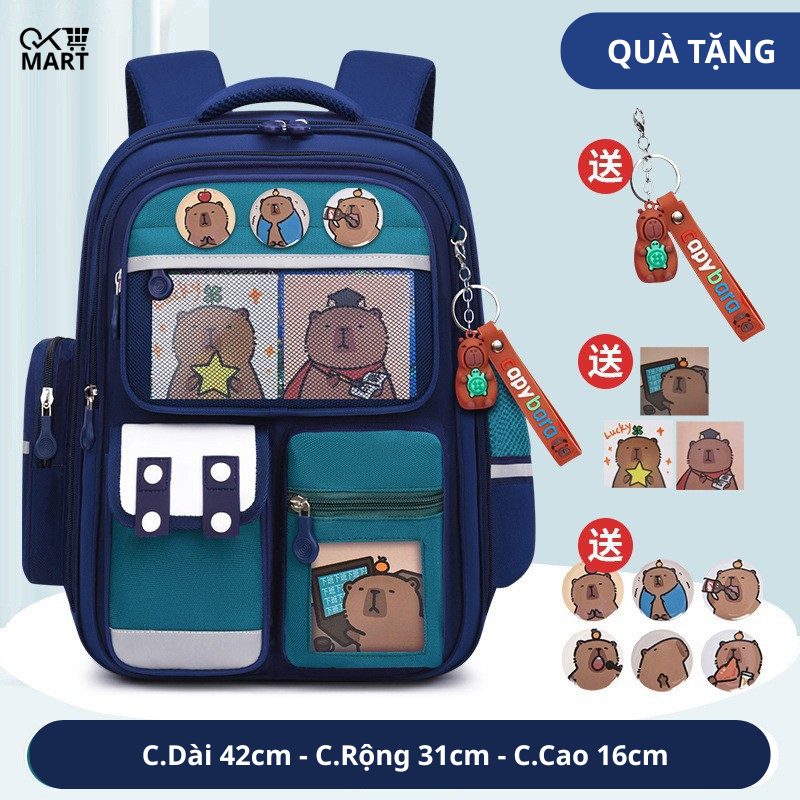 Balo Capypara Chống Gù Cho Bé Tiểu Học Chống Thấm Siêu Nhẹ - Balo Cho Bé Nhiều Ngăn Tiện Lợi