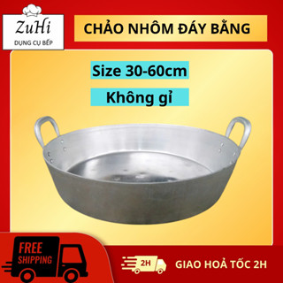 [SALE 15.10] Chảo nhôm đáy bằng size 30-60cm LOẠI DÀY dùng được cho bếp gas và bếp hồng ngoại chuyên nhà hàng
