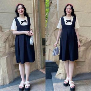  MUMMUM  Đầm bầu yếm liền phối nơ dễ thương xinh xắn bầu diện đi làm đi chơi đều xinh nhẹ nhàng 